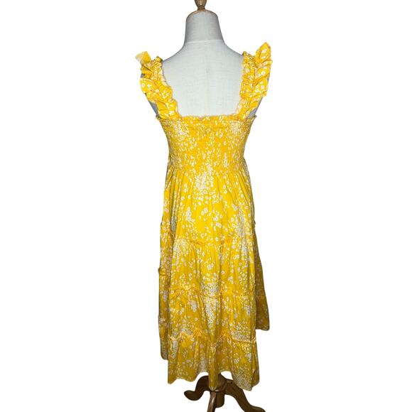Torrid Poplin Tiered Yellow Sundress Smocked Sleeveless Maxi Dress Size 10 - Picture 7 of 11